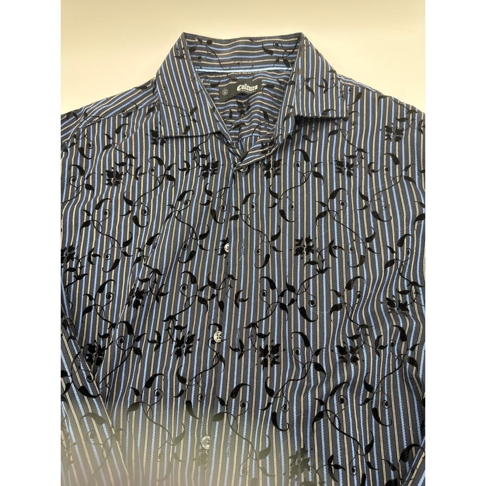 Cultura International Striped Shirt with‎ Velvet Detail Sz 2x